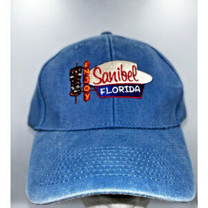 Blue OSFA Sanibel Island Florida Cap Hat Tiki Enjoy Sanibel Florida Embroidered